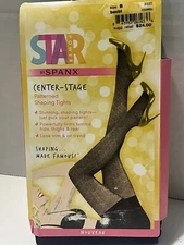 NWT SPANX Star Power Center Stage Patterned Shaping Tights Black Noveau Size B