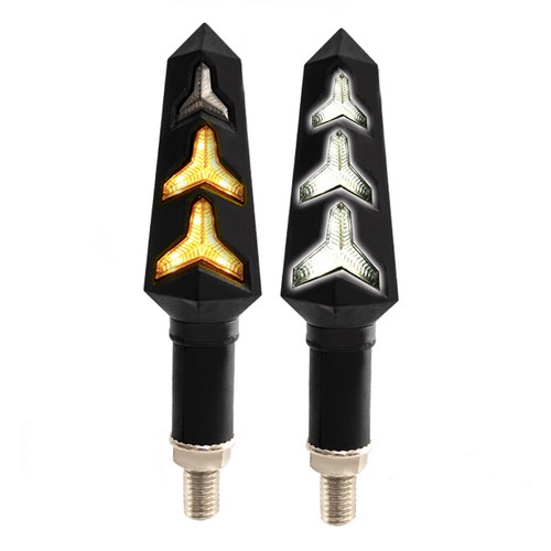 Sequential Motorcycle LED Turn Signal Flowing Arrow Indicator Light Amber White - Picture 8 of 11