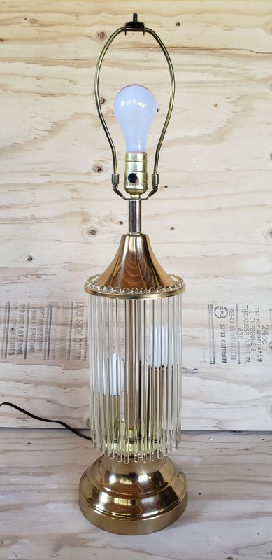 MIDCENTURY MODERN 1970'S GLASS ROD LAMP IN THE STYLE OF SCIORARI