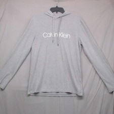 Calvin Klein Gray Trendy Pullover Logo Hoodie Unisex Size Medium