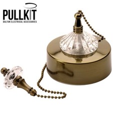 ANTIQUE BRASS CEILING PULL SWITCH WITH CRYSTAL EFFECT PULL CORD CHAIN. 1 OR 2WAY