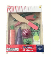 Play Right 17 Piece Wooden Food Playset Fruits Veggies Educational Toy New