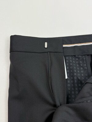Hugo Boss H-Genius Slim Fit Solid Black Suit Pants Size 41 #219