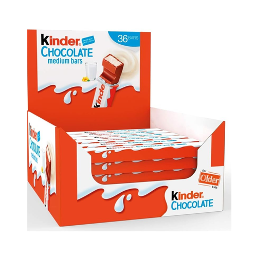 Milk Chocolate Bar Gift Box Kinder Kids Snack Medium Milky Pack of 36 x 21g Bars - Picture 5 of 17