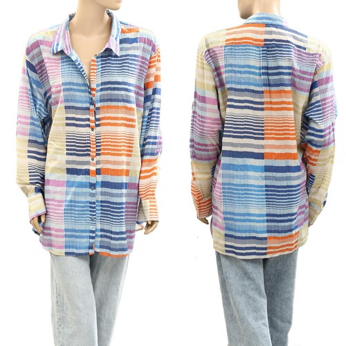 NIC+ZOE Plus Sunset Stripe Boyfriend Shirt Tunic Top Long Sleeve 2X-PS 278326 - Picture 10 of 11