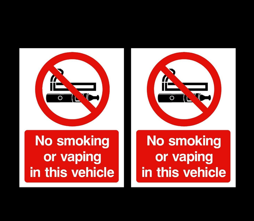 2x No Smoking or Vaping in this Vehicle Sticker - Car, Van, Taxi