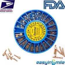 Dental Endo Screw Post Refill Complete Kit 120Posts+2Key Wrench Gold Plated Post