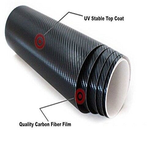 Autocollant film vinyle 3D fibre de carbone sergé-tissage design mat, 24 x 12 pouces noir - Photo 1 sur 5