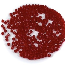 Czech Bicone Crystal Beads Medium Siam red Rondelle Diamond