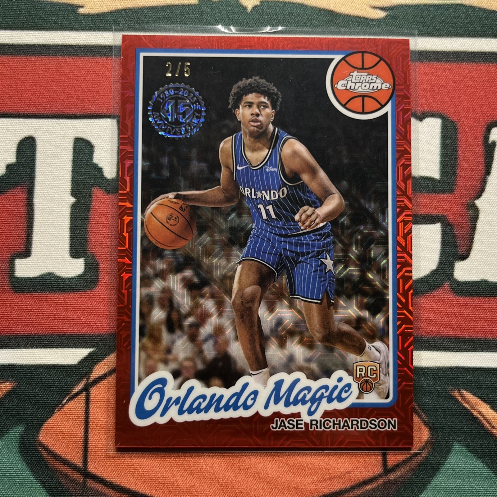 2025 Topps Chrome Jase Richardson RC RED Mojo /5 Orlando Magic Rookie NBA TC-CR