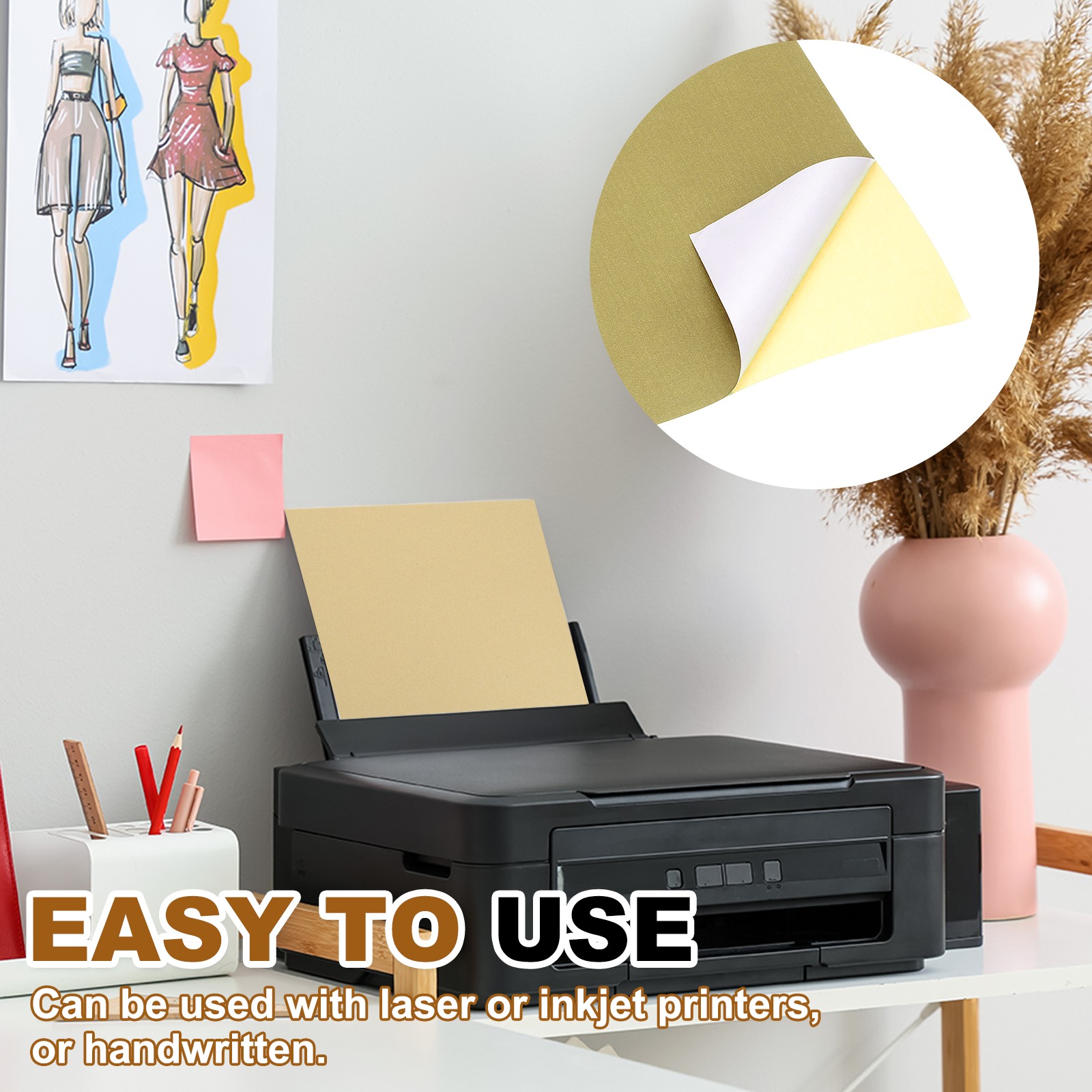 15 Sheets Printable Vinyl Sticker Paper for Inkjet Printer, Brown