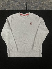 Fila Sweater womens Unisex medium Gray Classic Cotton Casual Pullover Solid Crew