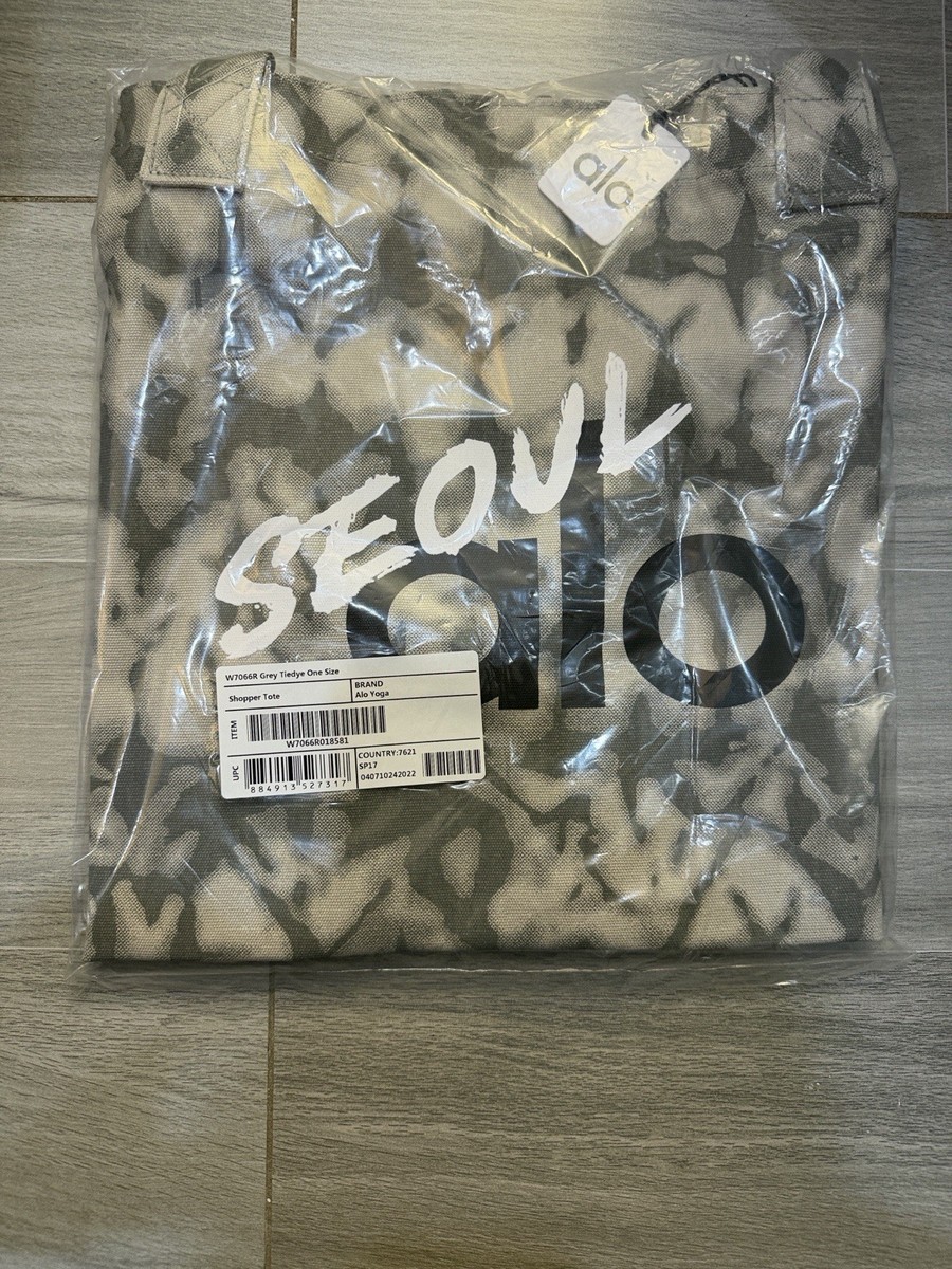 Alo Yoga Seoul Tote Bag Gray Tie Dye Canvas Large Shopper Shoulder