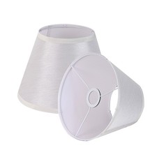 Set of 2 Empire Lamp Shades White Linen 10"x7.5" Clip-On For E26 Table Lamps