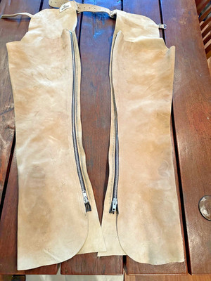 Whitman USA Tan Leather Show Chaps  Adjustable Waist 26/28'' ,   L 42 '' Size S? 