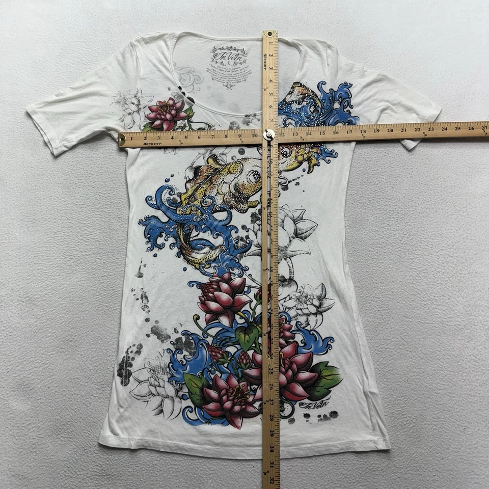 In Vein Beaded Bling Y2K Graffiti T-Shirt Dress Koi Fish Tattoo Style RARE - Image 3 of 4
