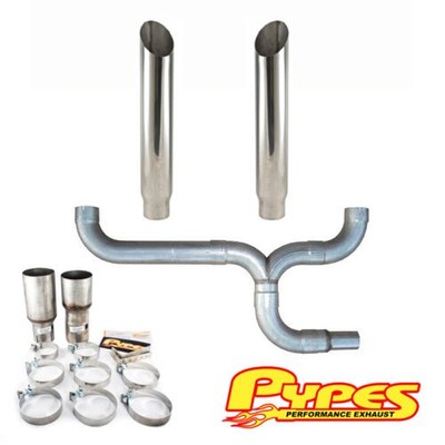 6'' Miter Cut Double Stack Stainless Pypes Exhaust Kit Chevy 2500 3500 Diesel