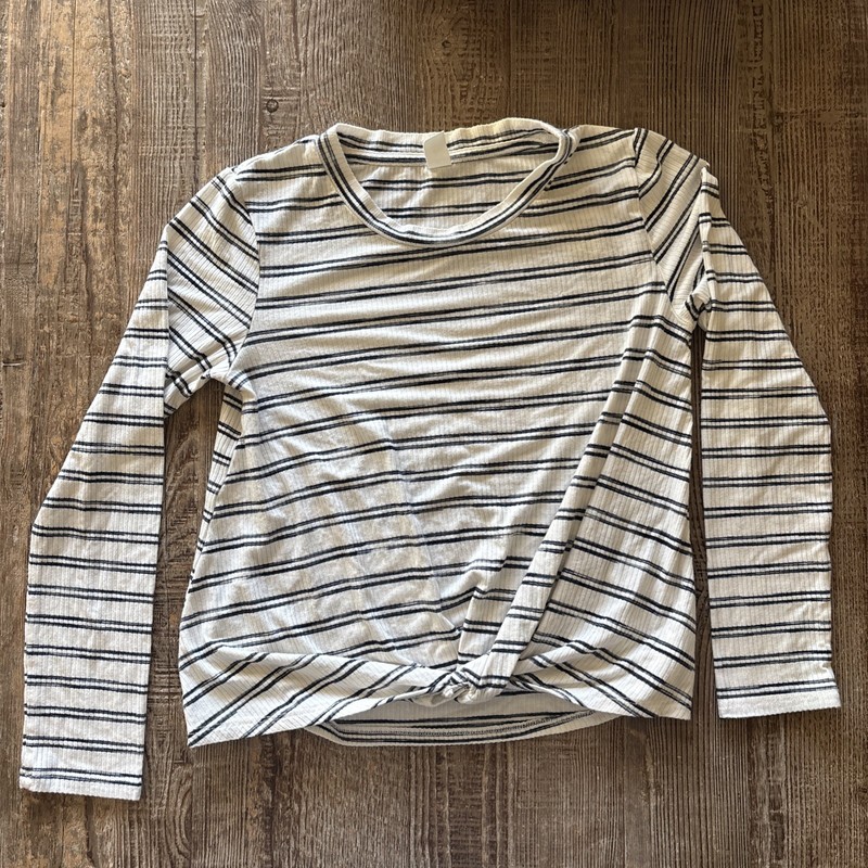1901 Nordstrom Girls Navy Striped Long Sleeve Front Knot T-shirt Size 10-12