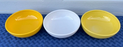Set of 3 FIESTA MEDIUM BISTRO BOWLS: Daffodil, White Sunflower.  NEW 38 oz.