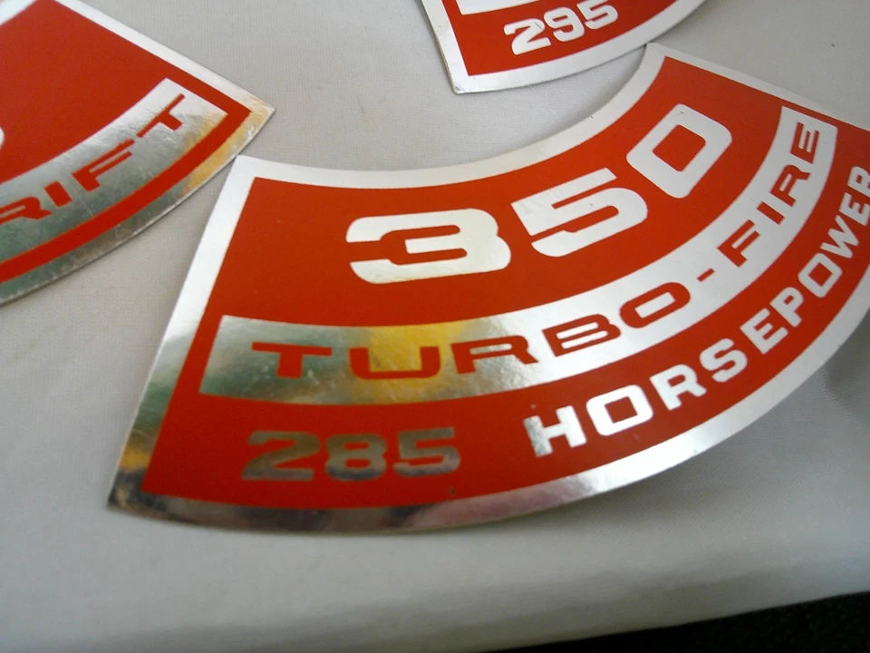 NOS Lot OEM GM engine valve cover air cleaner factory original decals emblems Foto 3 de 4