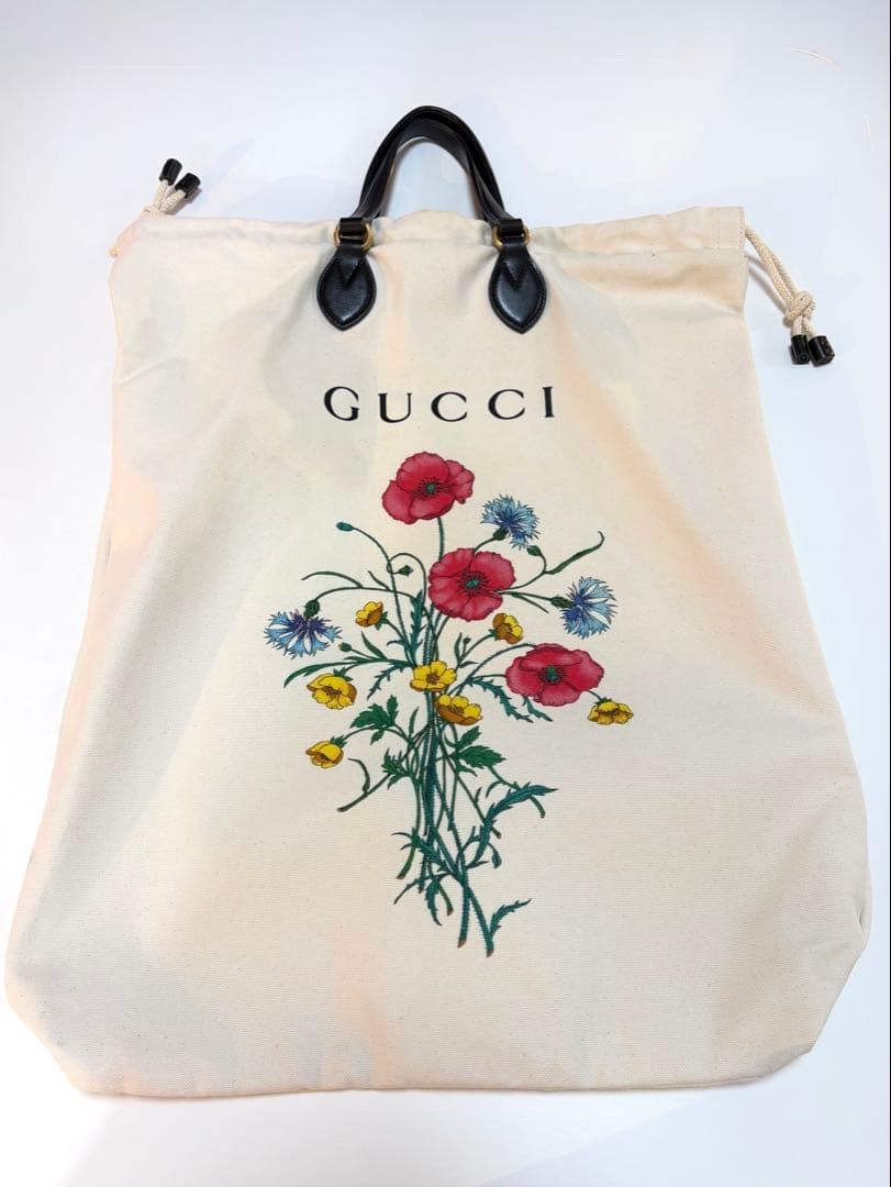 GUCCI Chateau Marmont Drawstring Tote Bag Canvas Leather Unisex Excellent