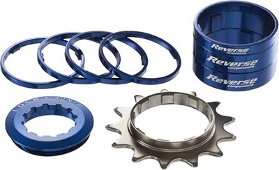 Reverse Fahrrad MTB Dirtbike Fixie Umbauset Adapter Single Speed Kit 13Z blau