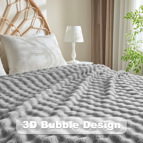 Überwurf Decke für Couch super weich Flanell Fleece 3D Überwurf (50"x60") grau - Bild 4 von 7