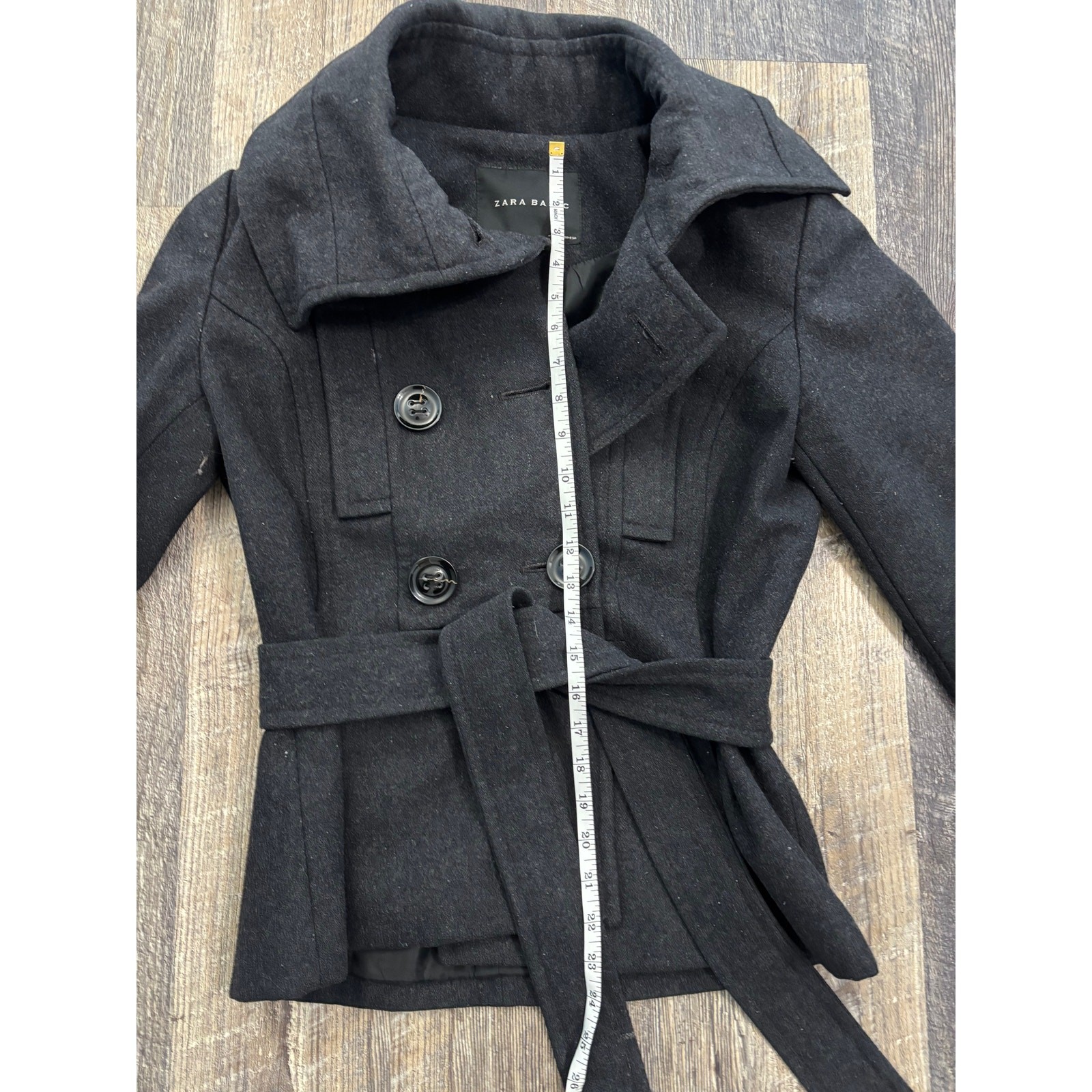 Zara Basic Womens Wool Blend Double Breasted Pea … - image 3