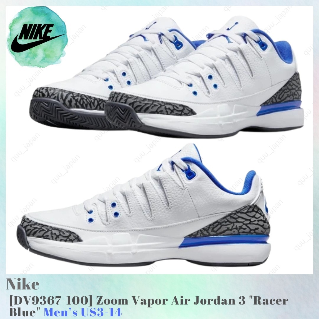 Nike Zoom Vapor Air Jordan 3 Racer Blue DV9367-100 Men display picture 1