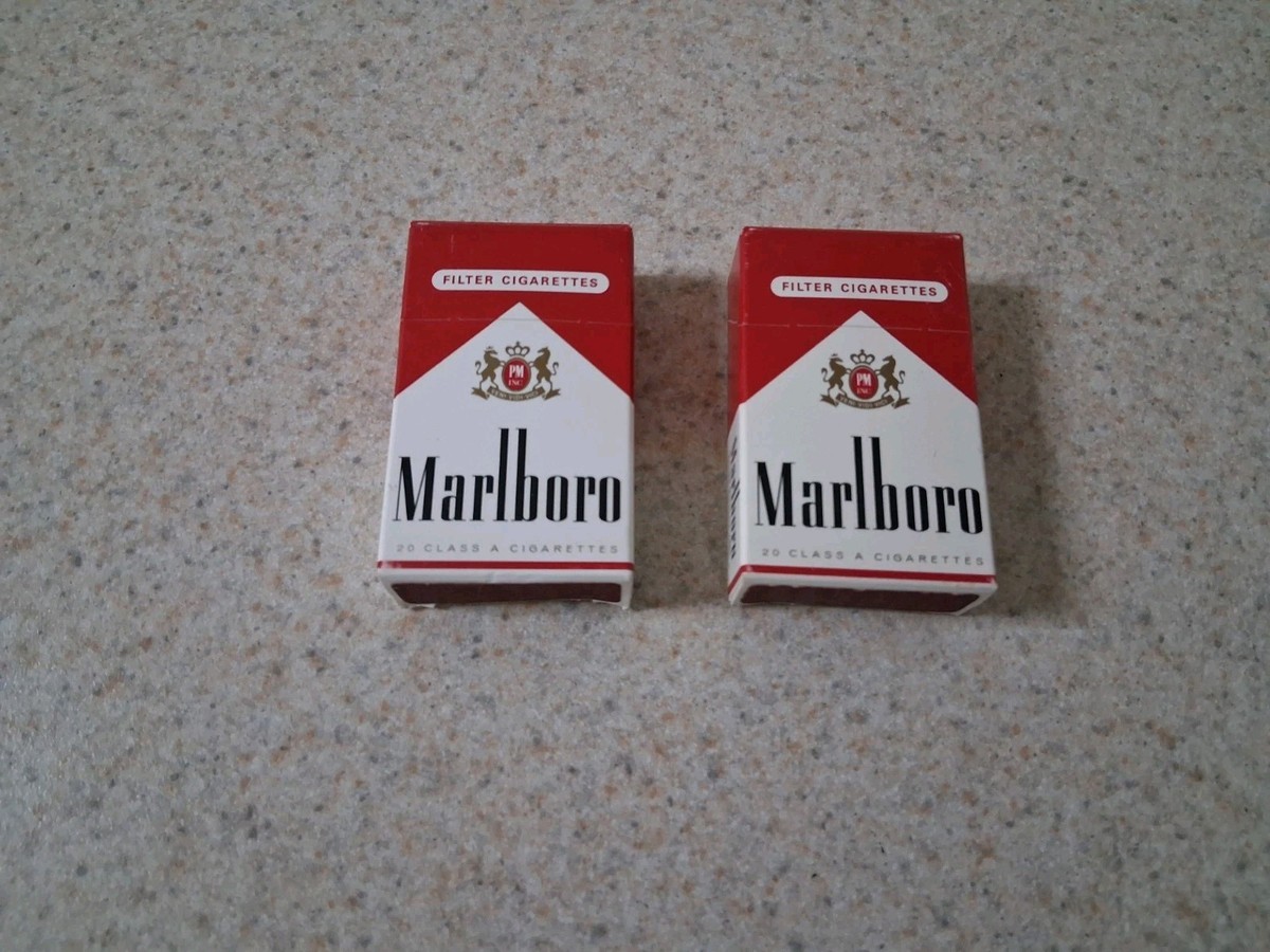 2 Rare Vintage Marlboro Box Wood Stick Matches Flip Top Boxes