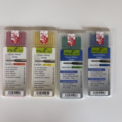 Lot Of 4 PICA DRY REFILLS WATER SOLUBLE  LEADS PACKS OF 10 Red Yellow Green Blue