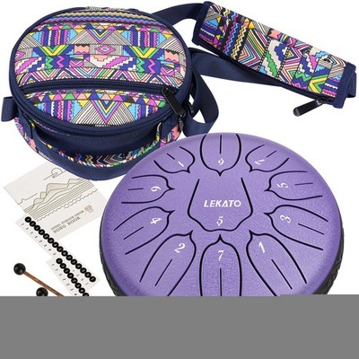 LEKATO Steel Tongue Drum 6 Inch 11 Notes D Handpan Drum with Carry Bag, Mallets