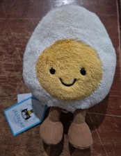 Jellycat Amuseables Happy Boiled Egg Small Plush White/Yellow - NEW WITH TAG