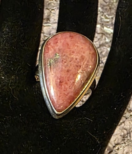 Popular Rhodonite Gemstone  925 Sterling Silver Ring Size 8.5 Jewelry #91