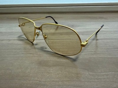 CARTIER Sunglasses Gold-Tone Metal Frame Oversized Vintage