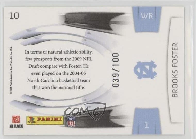 2009 Playoff Prestige Prestigious Picks Gold /100 Brooks Foster #10 Rookie RC - Image 2 of 2