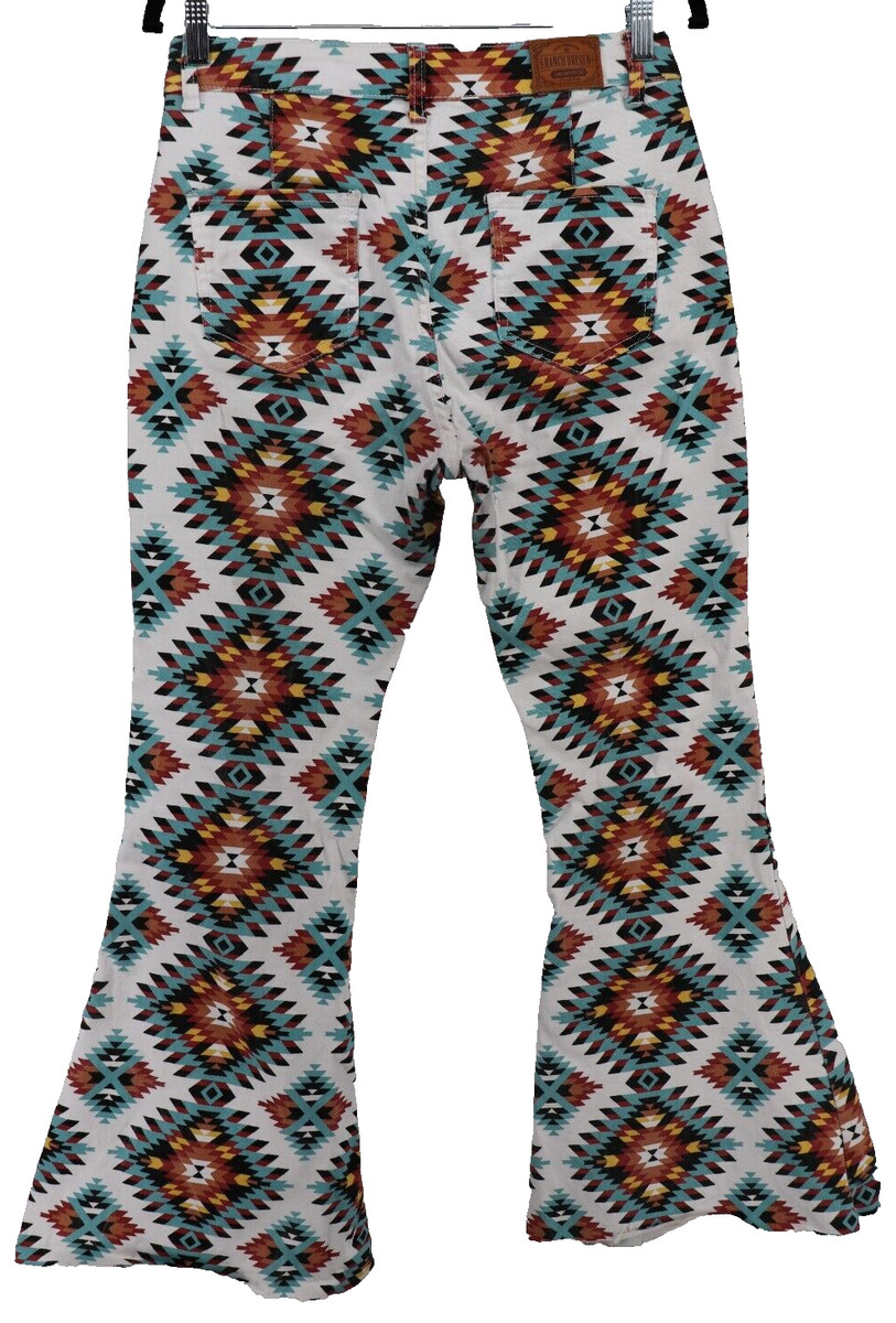 Ranch Dress'N Super Flare Jeans Womens 10 Aztec Western Rodeo Bell Bottom Pants View 4