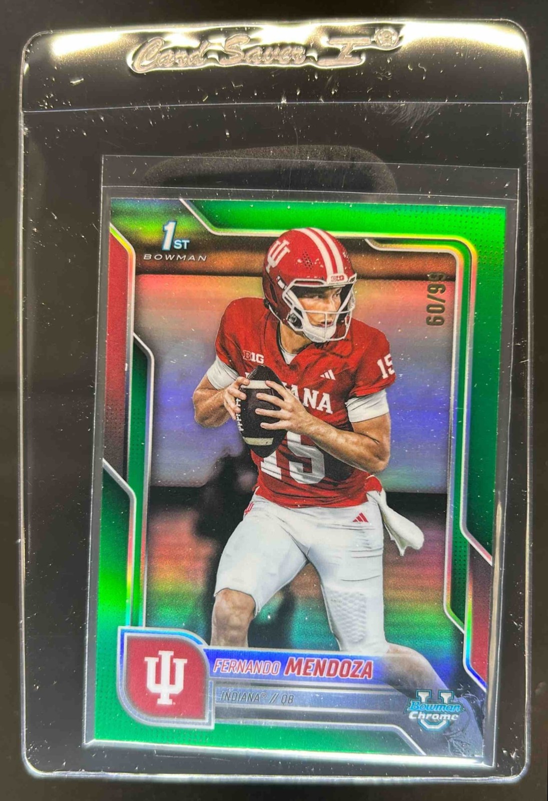 2025 Bowman Chrome U Fernando Mendoza Green Refractor 1st Prospect #60/99