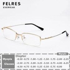 Men Metal Half Frame Square Nearsighted Glasses Fashion Classic Myopia Glasses