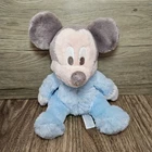 Disney Parks Baby Blue Mickey Mouse Plush Chime Rattle Stuffed Animal 8"  Soft