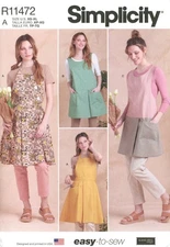 Simplicity R11472 Bib Front Apron w Mock Wrap Skirt Sz XS-XL UNCUT S9564