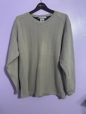 Columbia Mens L V-Neck Beige Ribbed Cotton Polyester Winter Sweatshirt Sweater