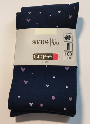 Mädchen Thermoleggings mit Innenfleece blau mit Herzen 100DEN NEU