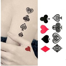 Temporary Tattoos Set of 2 X-193 Heart Spade Cute Designs for Kids Adults