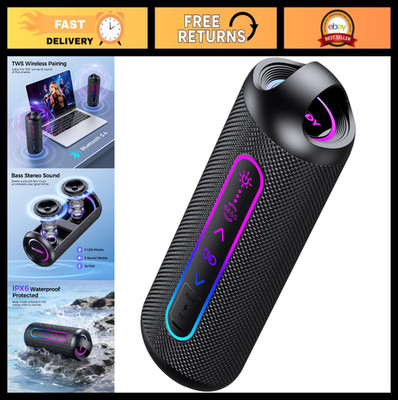 Portable Bluetooth Speaker 20W Powerful Sound, EQ Modes, IPX6 Waterproof, 20H Pl
