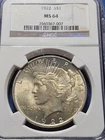 A 1922 Peace Silver Dollar $1 - NGC MS64