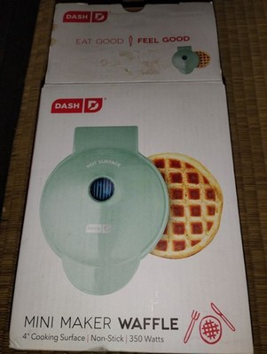 DASH 4'' Mini Waffle Maker Non-Stick EasyClean Indicator Light+Recipes Aqua N.O.B