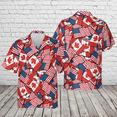 Canadian American Friendship Flag Hawaiian Shirt