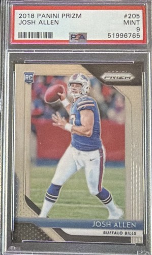 PSA 9 Josh Allen RC 2018 Panini Prizm Rookie #205 Bills MVP Candidate Mint MVP