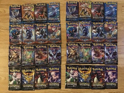 32 LEERE POKEMON BOOSTER - OHNE KARTEN - KOMPLETTE ARSETS SONNE & MOND EDITION